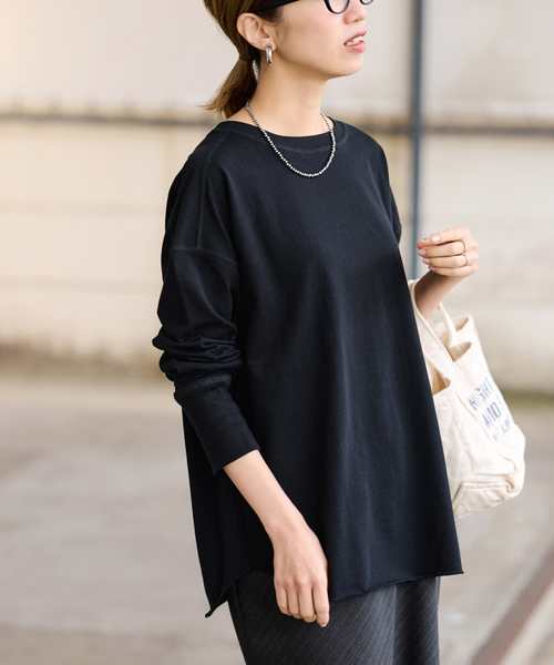 FRAMeWORK（フレームワーク）の「ミニ裏毛ラウンドヘムプルオーバー（Tシャツ/カットソー・レディース・ブラック/ホワイト/ベージュ/イエロー・FREE）」の11枚目の写真