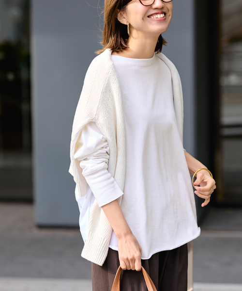 FRAMeWORK（フレームワーク）の「ミニ裏毛ラウンドヘムプルオーバー（Tシャツ/カットソー・レディース・ブラック/ホワイト/ベージュ/イエロー・FREE）」の18枚目の写真