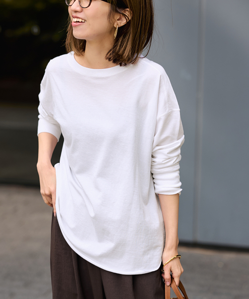 FRAMeWORK（フレームワーク）の「ミニ裏毛ラウンドヘムプルオーバー（Tシャツ/カットソー・レディース・ブラック/ホワイト/ベージュ/イエロー・FREE）」の19枚目の写真