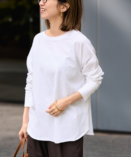 FRAMeWORK（フレームワーク）の「ミニ裏毛ラウンドヘムプルオーバー（Tシャツ/カットソー・レディース・ブラック/ホワイト/ベージュ/イエロー・FREE）」の20枚目の写真