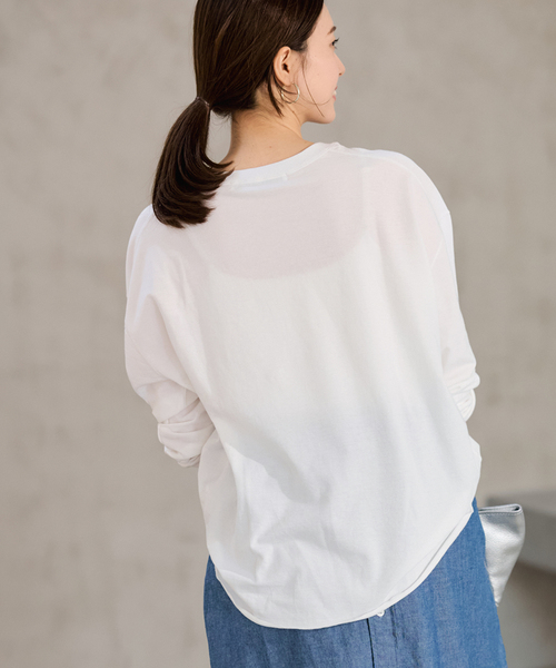 FRAMeWORK（フレームワーク）の「ミニ裏毛ラウンドヘムプルオーバー（Tシャツ/カットソー・レディース・ブラック/ホワイト/ベージュ/イエロー・FREE）」の18枚目の写真