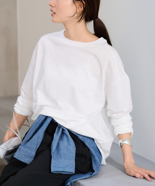 FRAMeWORK（フレームワーク）の「ミニ裏毛ラウンドヘムプルオーバー（Tシャツ/カットソー・レディース・ブラック/ホワイト/ベージュ/イエロー・FREE）」の19枚目の写真