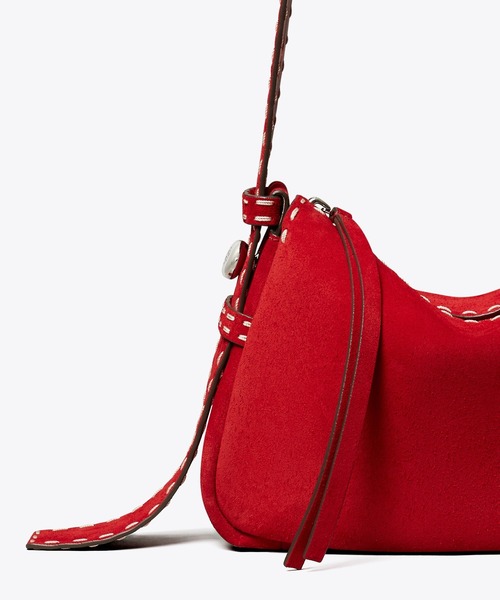 TORY BURCH(トリーバーチ)の「ロミー スエード ピックステッチ スモール ショルダーバッグ(ショルダーバッグ・レディース・チェリーレッド・ONE SIZE)」の4枚目の写真