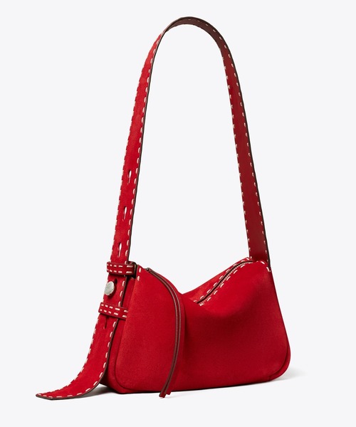 TORY BURCH(トリーバーチ)の「ロミー スエード ピックステッチ スモール ショルダーバッグ(ショルダーバッグ・レディース・チェリーレッド・ONE SIZE)」の5枚目の写真