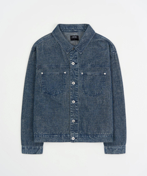 TOFFEE（トフィー）の「ストライプデニムトラッカージャケット (ヴィンテージブルー)（デニムジャケット）」