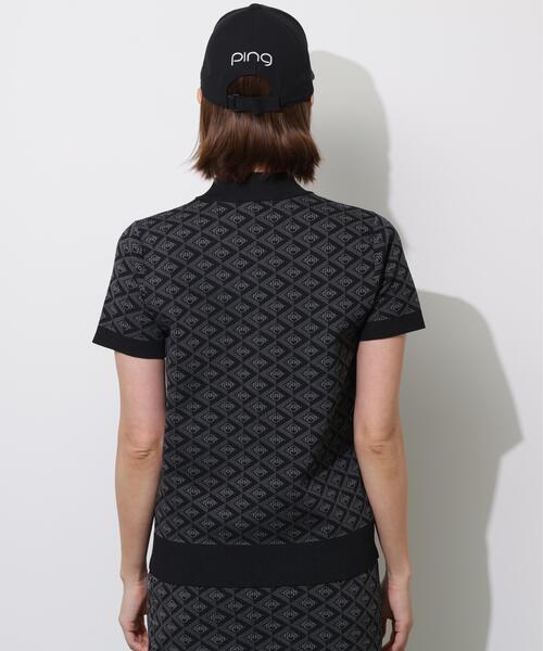 PING(ピン)の「【PING APPAREL】AZモノグラムジャカード半袖ハイネックネックニット <PERFORMANCE> (LADIES)(ニット/セーター・レディース・ブラック/ブルー系その他/ホワイト・LL/L/M/S)」の4枚目の写真