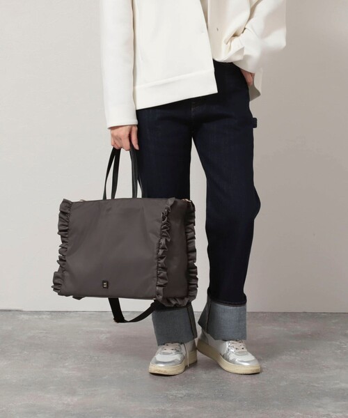 NOLLEY’S（ノーリーズ）の「【nolnol/ノルノル】ナイロンフリルトートバッグ（トートバッグ・レディース・ブラウン/グレー/ブラック・FREE）」の13枚目の写真