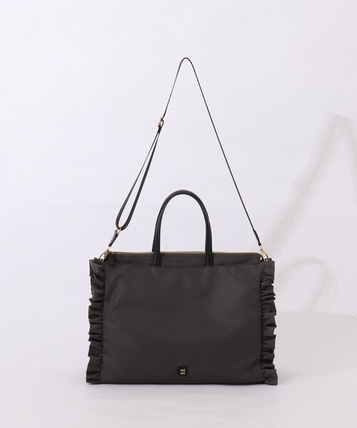 NOLLEY’S（ノーリーズ）の「【nolnol/ノルノル】ナイロンフリルトートバッグ（トートバッグ・レディース・ブラウン/グレー/ブラック・FREE）」の5枚目の写真
