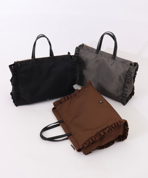 NOLLEY’S（ノーリーズ）の「【nolnol/ノルノル】ナイロンフリルトートバッグ（トートバッグ・レディース・ブラウン/グレー/ブラック・FREE）」の10枚目の写真