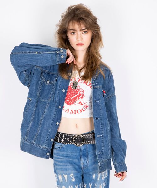 HYSTERIC GLAMOUR(ヒステリックグラマー)の「LEVITATED GIRL刺繍 オーバーデニムジャケット(デニムジャケット・レディース・ライトインディゴブルー・FREE)」の4枚目の写真