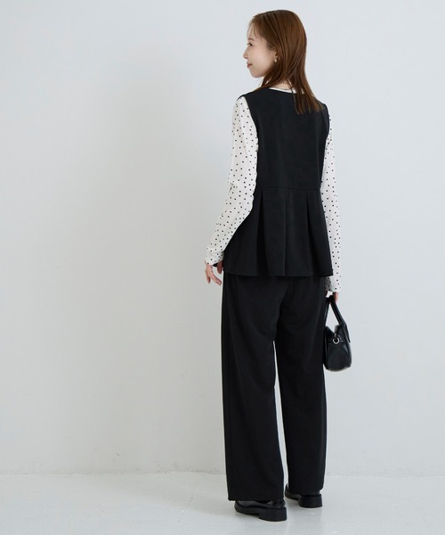 coca（coca）（コカ）の「カットジョーゼットタックペプラムベスト | セレモニー オフィス ママスーツ フォーマルウェア スーツ 卒業式（ベスト・レディース・ブラック/ブラウン・L/M）」の6枚目の写真