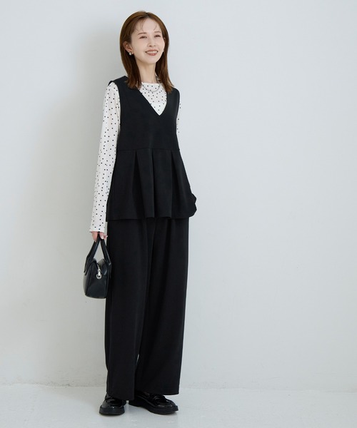 coca（coca）（コカ）の「カットジョーゼットタックペプラムベスト | セレモニー オフィス ママスーツ フォーマルウェア スーツ 卒業式（ベスト・レディース・ブラック/ブラウン・L/M）」の7枚目の写真