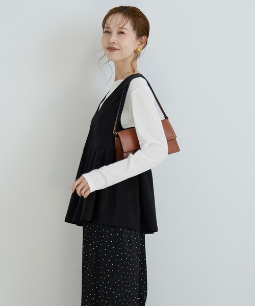 coca（coca）（コカ）の「カットジョーゼットタックペプラムベスト | セレモニー オフィス ママスーツ フォーマルウェア スーツ 卒業式（ベスト・レディース・ブラック/ブラウン・L/M）」の9枚目の写真