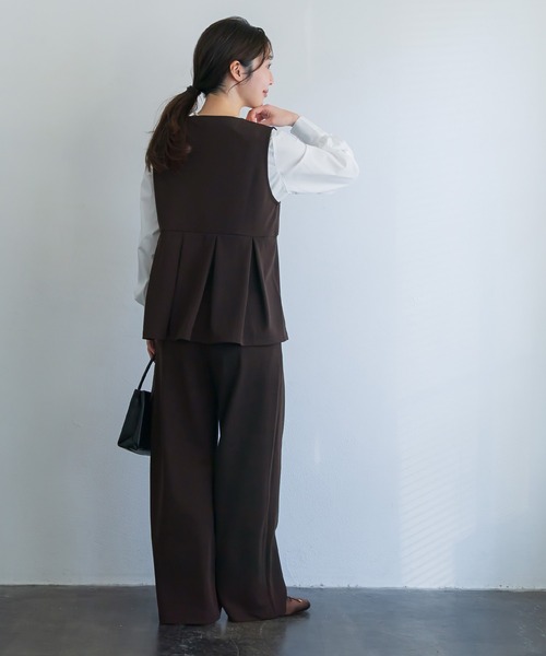 coca（coca）（コカ）の「カットジョーゼットタックペプラムベスト | セレモニー オフィス ママスーツ フォーマルウェア スーツ 卒業式（ベスト・レディース・ブラック/ブラウン・L/M）」の11枚目の写真