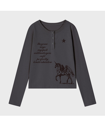 [ユニセックス]パーフェクトLY H ヘンリーネックロングスリーブTシャツ_2カラー