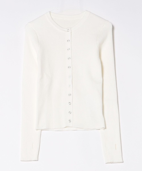 Chiina（チーナ）の「Chiina/【豊富なカラーバリーション】スリムフィット　フィンガーホールクルーネックリブカーディガン（カーディガン/ボレロ・レディース・レッド/ピンク/ホワイト/ブラック/グレー/ブルー・MEDIUM/SMALL）」の10枚目の写真