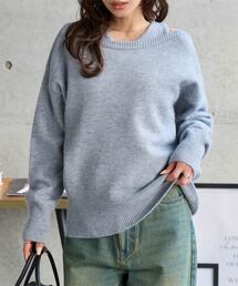 ノースリーブニット×ゆったりニットトップス2点セット