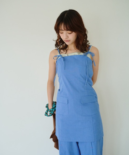 common gull products.（コモンガルプロダクツ）の「春の片耳にワンピース（ワンピース・レディース・サックスブルー/グレー/ライトグレー・SMALL/MEDIUM/LARGE）」の4枚目の写真