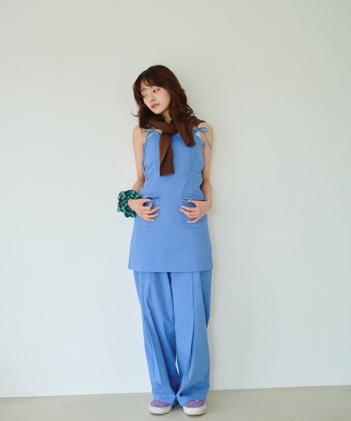 common gull products.（コモンガルプロダクツ）の「春の片耳にワンピース（ワンピース・レディース・サックスブルー/グレー/ライトグレー・SMALL/MEDIUM/LARGE）」の22枚目の写真