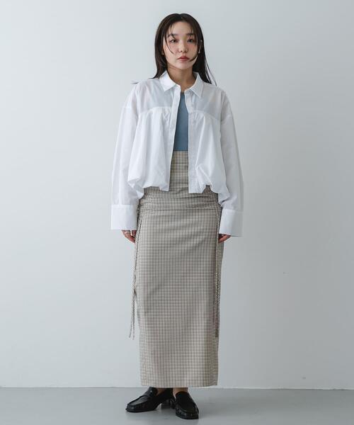 SENSE OF PLACE by URBAN RESEARCH（センスオブプレイスバイアーバンリサーチ）の「シャーリングスカート（スカート・レディース・イエロー系その他/ブラック/ホワイト系その他・MEDIUM/SMALL）」の9枚目の写真