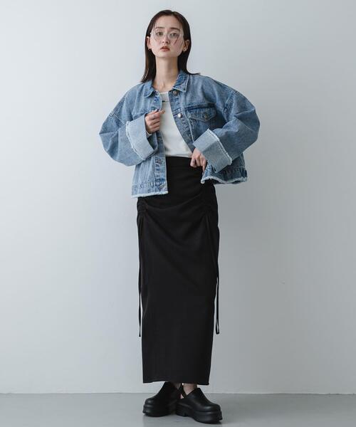 SENSE OF PLACE by URBAN RESEARCH（センスオブプレイスバイアーバンリサーチ）の「シャーリングスカート（スカート・レディース・イエロー系その他/ブラック/ホワイト系その他・MEDIUM/SMALL）」の20枚目の写真