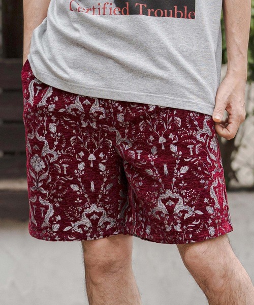 mp14674-Classic Leaf Pattern Jacquard Short Pants ショートパンツ