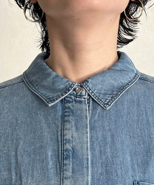un dix cors（アンディコール）の「デニムラウンドシャツ（シャツ/ブラウス・レディース・インディゴブルー/グレー/サックスブルー/オフホワイト・FREE）」の16枚目の写真