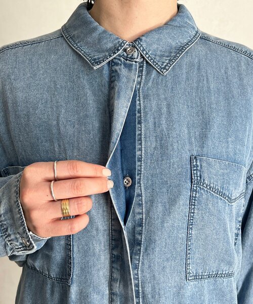 un dix cors（アンディコール）の「デニムラウンドシャツ（シャツ/ブラウス・レディース・インディゴブルー/グレー/サックスブルー/オフホワイト・FREE）」の17枚目の写真
