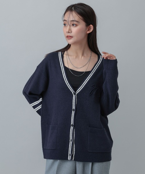 GLOBAL WORK（グローバルワーク）の「MATINEE LINE/ブークレラインＶカーディガン/646673（カーディガン/ボレロ・レディース・ネイビー/ライトベージュ・MEDIUM/LARGE）」の13枚目の写真