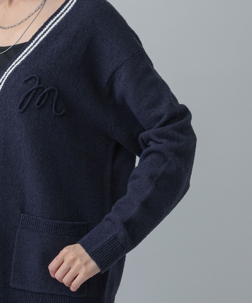 GLOBAL WORK（グローバルワーク）の「MATINEE LINE/ブークレラインＶカーディガン/646673（カーディガン/ボレロ・レディース・ネイビー/ライトベージュ・MEDIUM/LARGE）」の19枚目の写真