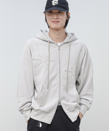 MODERMENT（モダーメント）の「アプリケウォッシュドオーバーサイズフードジップアップ [ダスティグレー]（パーカー）」