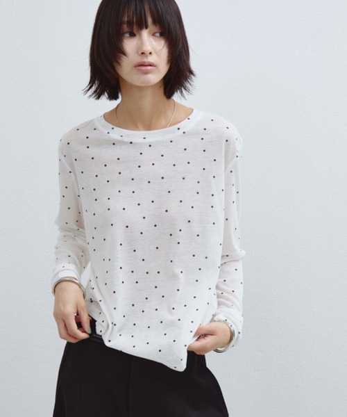 ANF.MUU(アンフムー)の「シアードットロングスリーブTシャツ(Tシャツ/カットソー・レディース・ベージュ/ホワイト・FREE)」の2枚目の写真