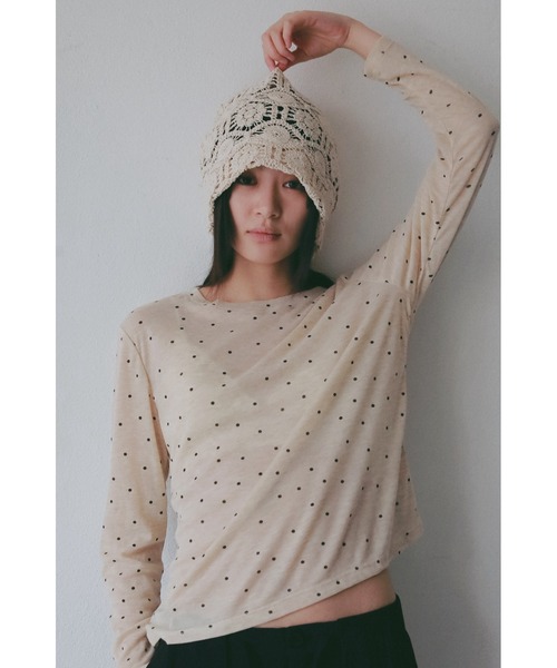 ANF.MUU(アンフムー)の「シアードットロングスリーブTシャツ(Tシャツ/カットソー・レディース・ベージュ/ホワイト・FREE)」の9枚目の写真
