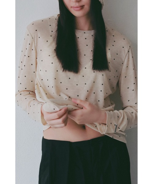ANF.MUU(アンフムー)の「シアードットロングスリーブTシャツ(Tシャツ/カットソー・レディース・ベージュ/ホワイト・FREE)」の10枚目の写真