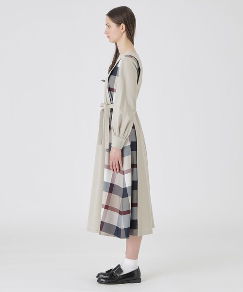 BLUE LABEL CRESTBRIDGE(ブルーレーベルクレストブリッジ)の「【一部店舗限定】パーシャルチェックポンチドレス(ワンピース・レディース・ブラック/ベージュ系その他・40/38/36)」の8枚目の写真