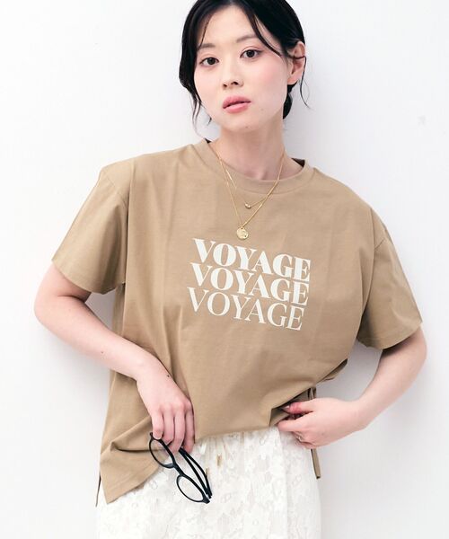 le.coeur blanc（ルクールブラン）の「VOYAGEフロッキーロゴTシャツ（Tシャツ/カットソー・レディース・ダークグレー/オフホワイト/ベージュ・38）」の3枚目の写真