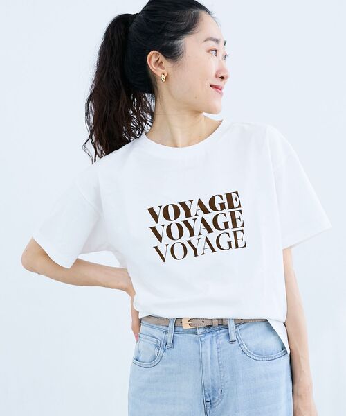 le.coeur blanc(ルクールブラン)の「VOYAGEフロッキーロゴTシャツ(Tシャツ/カットソー・レディース・ダークグレー/オフホワイト/ベージュ・38)」の21枚目の写真