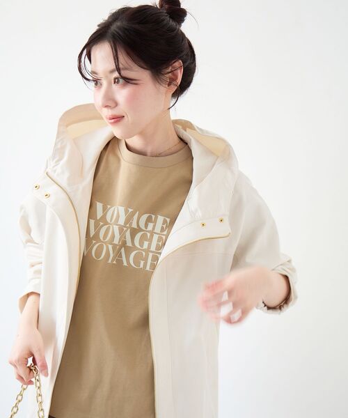 le.coeur blanc（ルクールブラン）の「VOYAGEフロッキーロゴTシャツ（Tシャツ/カットソー・レディース・ダークグレー/オフホワイト/ベージュ・38）」の6枚目の写真