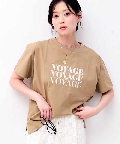 le.coeur blanc（ルクールブラン）の「VOYAGEフロッキーロゴTシャツ（Tシャツ/カットソー・レディース・ダークグレー/オフホワイト/ベージュ・38）」の7枚目の写真