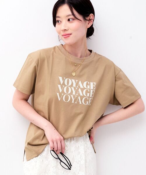 le.coeur blanc（ルクールブラン）の「VOYAGEフロッキーロゴTシャツ（Tシャツ/カットソー・レディース・ダークグレー/オフホワイト/ベージュ・38）」の8枚目の写真