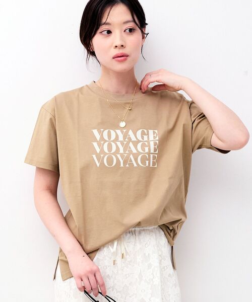 le.coeur blanc（ルクールブラン）の「VOYAGEフロッキーロゴTシャツ（Tシャツ/カットソー・レディース・ダークグレー/オフホワイト/ベージュ・38）」の9枚目の写真
