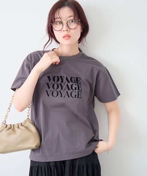 le.coeur blanc（ルクールブラン）の「VOYAGEフロッキーロゴTシャツ（Tシャツ/カットソー・レディース・ダークグレー/オフホワイト/ベージュ・38）」の13枚目の写真
