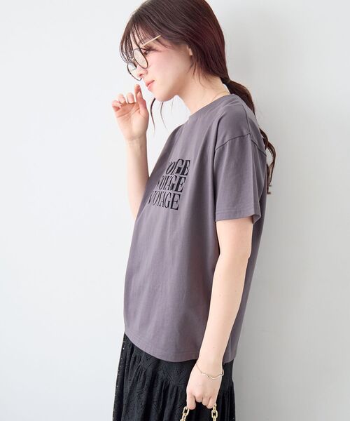 le.coeur blanc（ルクールブラン）の「VOYAGEフロッキーロゴTシャツ（Tシャツ/カットソー・レディース・ダークグレー/オフホワイト/ベージュ・38）」の15枚目の写真