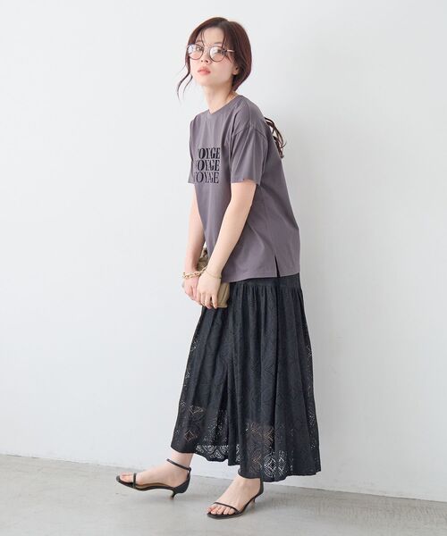 le.coeur blanc（ルクールブラン）の「VOYAGEフロッキーロゴTシャツ（Tシャツ/カットソー・レディース・ダークグレー/オフホワイト/ベージュ・38）」の17枚目の写真