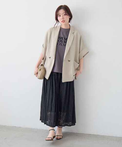 le.coeur blanc（ルクールブラン）の「VOYAGEフロッキーロゴTシャツ（Tシャツ/カットソー・レディース・ダークグレー/オフホワイト/ベージュ・38）」の19枚目の写真