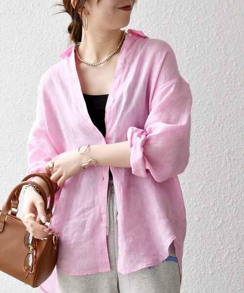 【プラージュ】美品 Nuance Linen シャツ ピンク 麻100% 長袖 楽天市場】リネン（カラーピンク）（シャツ・ブラウス｜トップス