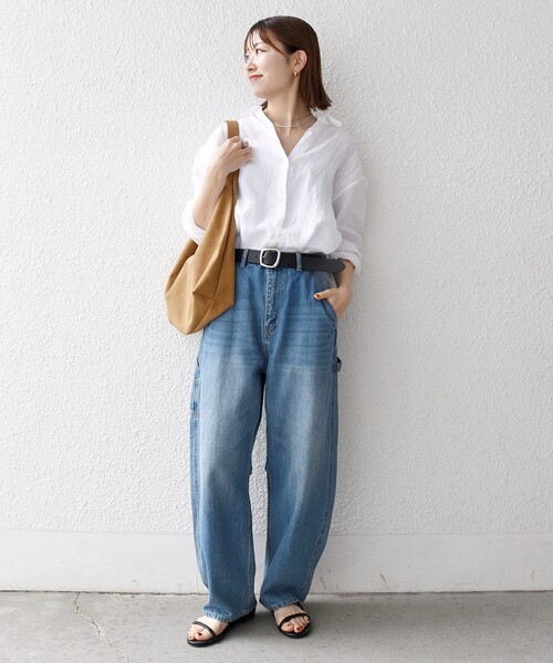 SHIPS any(シップス エニィ)の「SHIPS any:〈洗濯機可能〉リネン 刺繍 レギュラー ルーズ シャツ(シャツ/ブラウス・レディース・ピンク/ブラウン/ホワイト/イエロー・ONE SIZE)」の14枚目の写真
