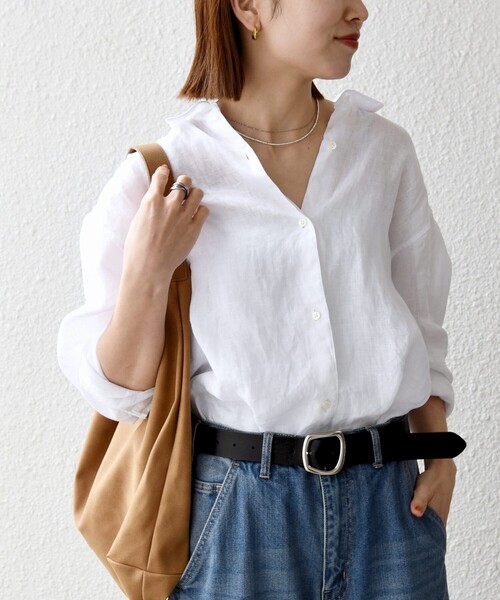 SHIPS any(シップス エニィ)の「SHIPS any:〈洗濯機可能〉リネン 刺繍 レギュラー ルーズ シャツ(シャツ/ブラウス・レディース・ピンク/ブラウン/ホワイト/イエロー・ONE SIZE)」の16枚目の写真
