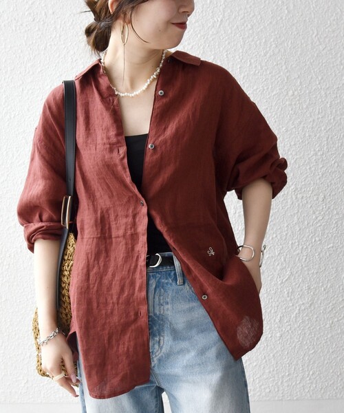 SHIPS any(シップス エニィ)の「SHIPS any:〈洗濯機可能〉リネン 刺繍 レギュラー ルーズ シャツ(シャツ/ブラウス・レディース・ピンク/ブラウン/ホワイト/イエロー・ONE SIZE)」の21枚目の写真