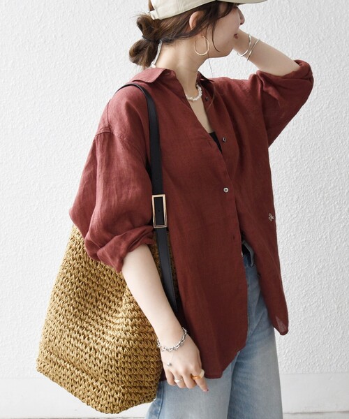 SHIPS any(シップス エニィ)の「SHIPS any:〈洗濯機可能〉リネン 刺繍 レギュラー ルーズ シャツ(シャツ/ブラウス・レディース・ピンク/ブラウン/ホワイト/イエロー・ONE SIZE)」の22枚目の写真